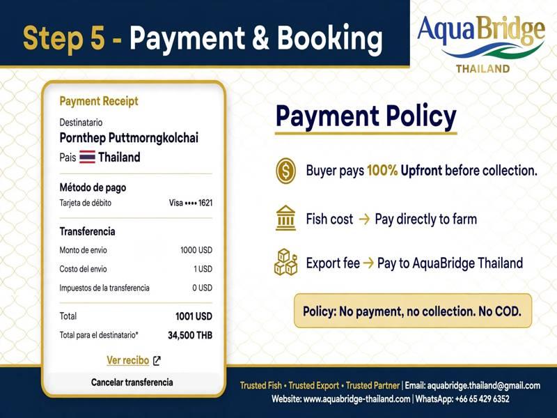 Step 5: Bangkok BKK Cargo export payment - 100% upfront no COD